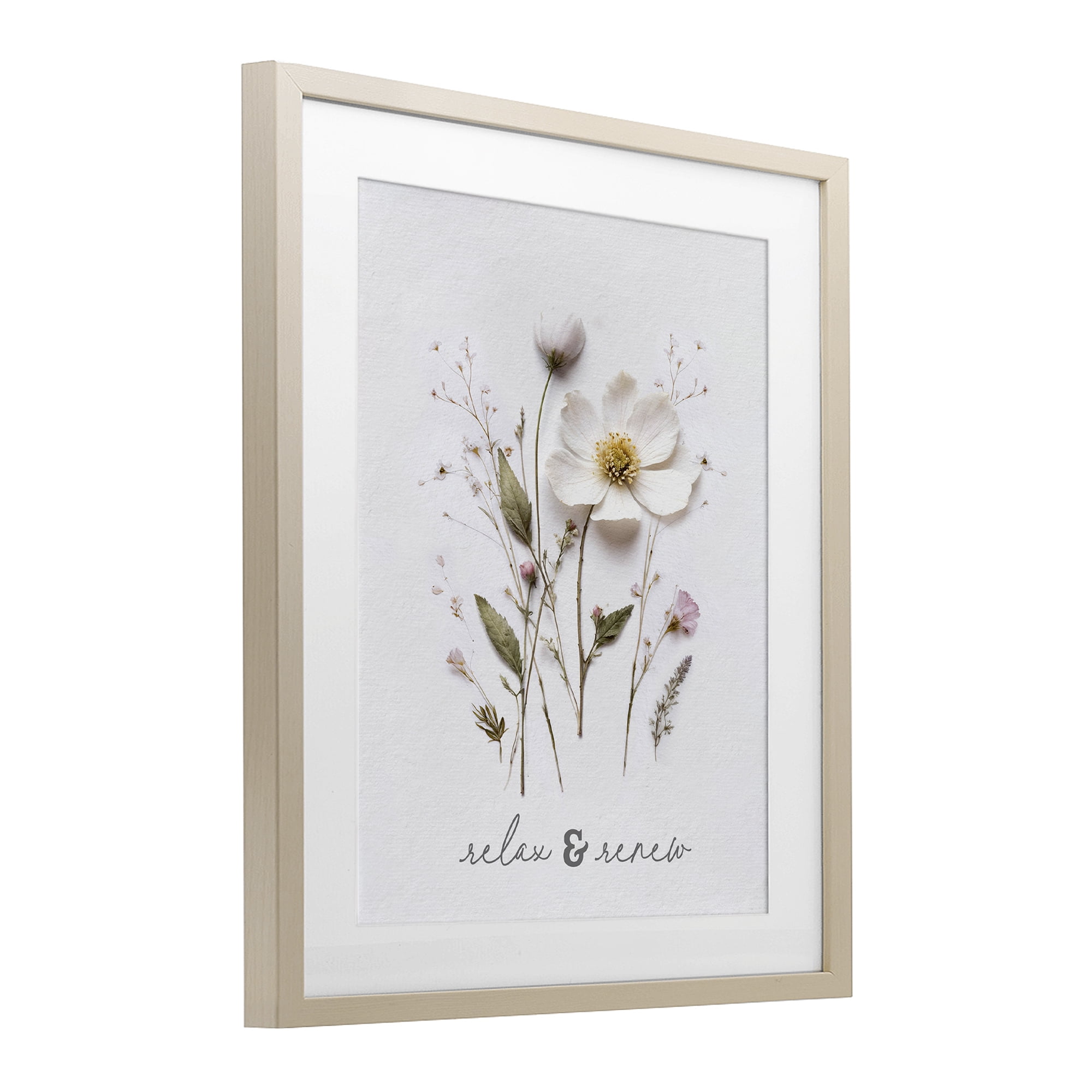 Pressed Flower Relax & Renew Birch Framed Print Under Glass, design by Lettered and Lined