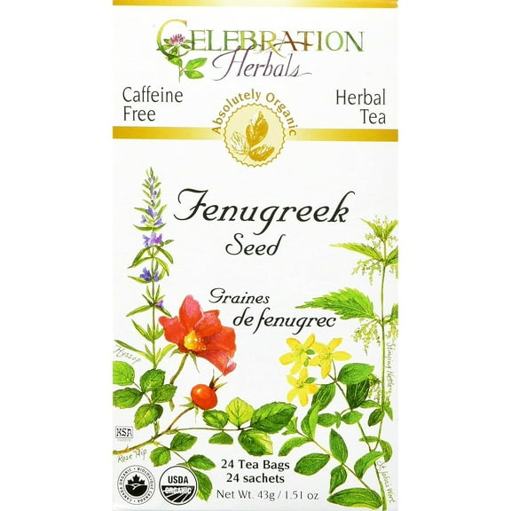 Celebration Herbals - Organic Caffeine Free Fenugreek Seed Herbal Tea - 24 Tea Bags