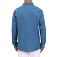 thumbnail image 3 of Men's Casual Chest Pocket Long Sleeve Button Down Outdoor Denim Shirt M Light Blue, 3 of 6