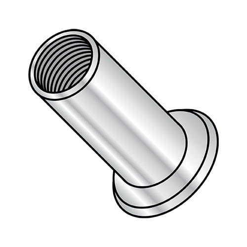 1/4-20-.200 Flat Head Threaded Insert Rivet Nut Aluminum Cleaned and Polished NON-RIBBED (Pack Qty 1,000) BC-XA-14200
