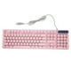 thumbnail image 1 of Teclado para juegos USB redondo 104 teclas retroiluminadas ergonómicas pies plegables teclas multimedia teclado con cable para computadora portátil de escritorio rosa, 1 of 5