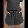 thumbnail image 4 of Pantalones Cortos Deportivos con Cordón para Mujer, de Cintura Alta, para Hacer Ejercicio en Verano, con Bolsillos. Gris Oscuro M, 4 of 7