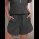 thumbnail image 4 of Pantalones Cortos Deportivos con Cordón para Mujer, de Cintura Alta, para Hacer Ejercicio en Verano, con Bolsillos. Gris Oscuro L, 4 of 7