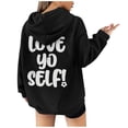 thumbnail image 3 of Gibobby Sudadera de mujer, Sudaderas casuales para mujer, capucha con cordón, sudadera con capucha, manga larga(Negro,G), 3 of 5