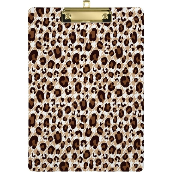FMSHPON Houndstooth PatternLeopard Print Clipboard Hardboard Wood Nursing Clip Board and Pull for Standard A4 Letter 13x9 inches