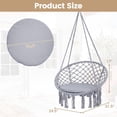 thumbnail image 3 of Costway Chaise Balançoire en Macramé, Chaise Hamac avec Coussin de Siège Rond, Anneaux Métalliques Robustes Gris, 3 of 10