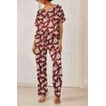 thumbnail image 2 of Ekouaer Satin Pajama Set Womens Silk Short Sleeve V Neck Shirt with Long Pant Soft Loungewear Pjs Set, 2 of 5