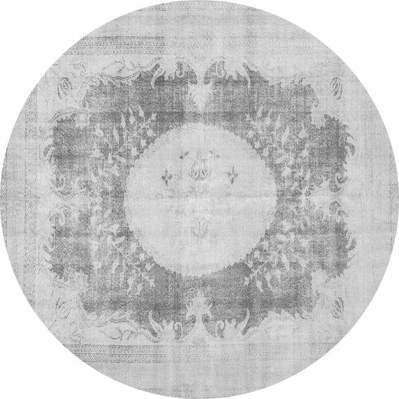 Ahgly Company Indoor Round Medallion Gray Traditional Area Rugs, 4' Round