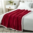 thumbnail image 3 of Posh Pascal 50"x60" Reversible Flannel Solid Sherpa Blanket in Red, 3 of 10