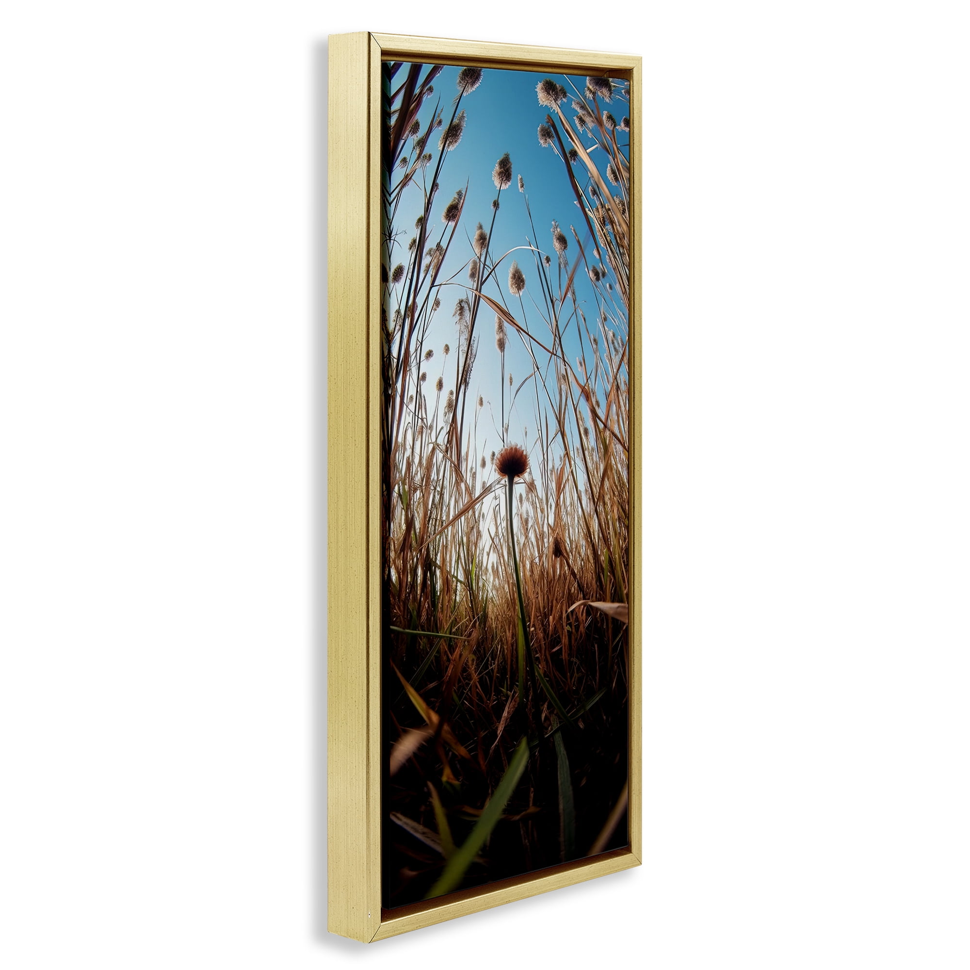 Daydream Botanical Meadow Gold Framed Floater Canvas Wall Art, design by Decent Exposures