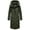 Dark Olive, variant on Women's Long Winter Coat with Hood - Knee-Length - Water-Repellent - Chumanii XVI