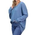 thumbnail image 3 of Doublju Women's Button Placket Long Sleeve Waffle Henley Top (S-3X), 3 of 4
