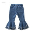 thumbnail image 5 of Savings Kids Toddler Girls Jeans Flared Bell Bottom Denim Long Pants Elastic Waist Raw Hem Fall Winter Jean Trousers (4 Years, Blue #1), 5 of 5