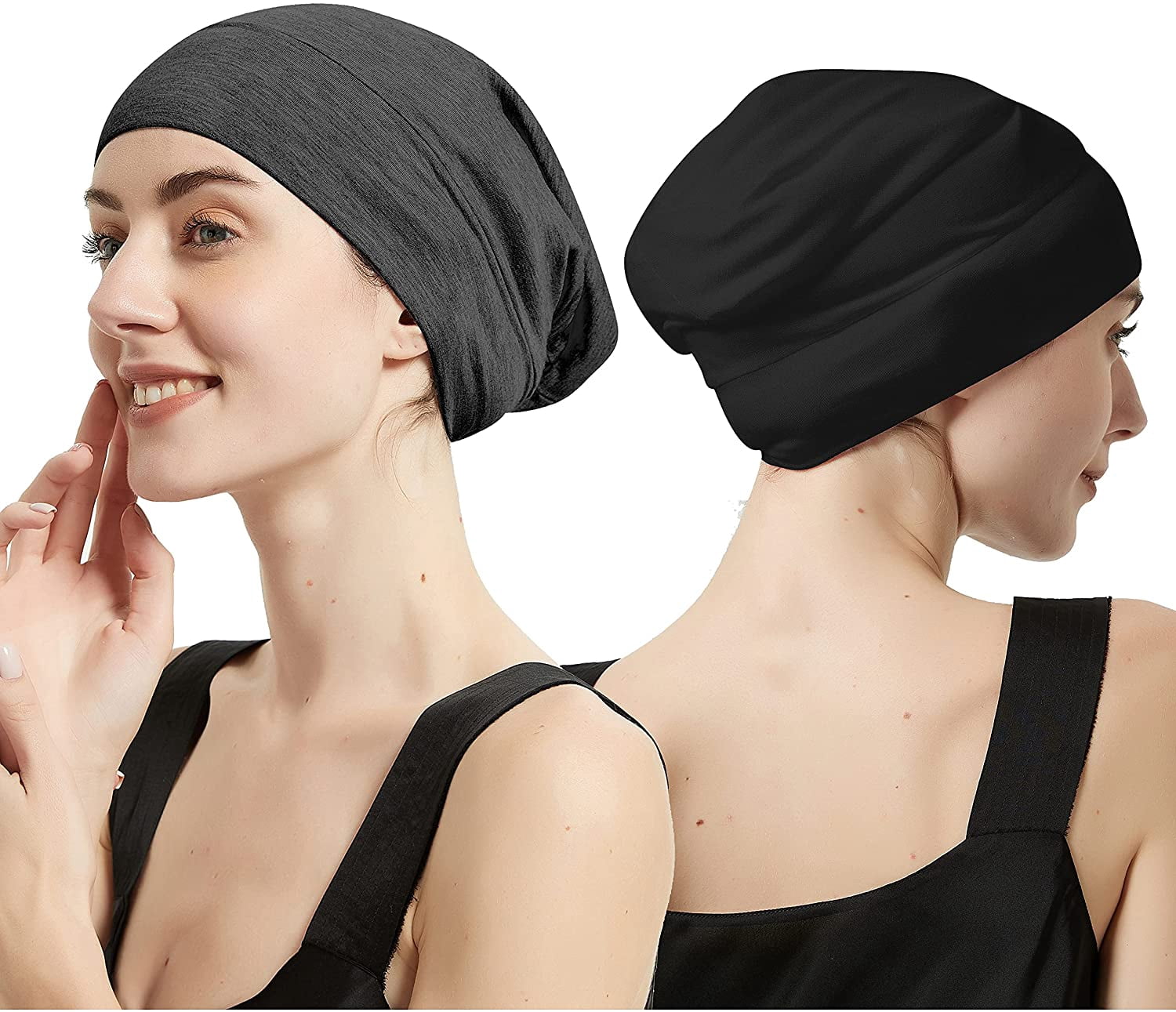Women Satin Lined Sleep Cap, 2-Pack 