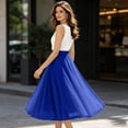 thumbnail image 4 of Pleated Mesh Skirt for Women Flowy Tulle Maxi Skirt Casual Elegant Long Skirt Flowy Party Bottoms, 4 of 8