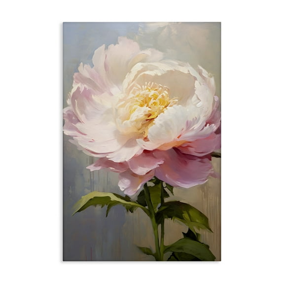 Stupell Industries Pink Rose in Bloom Botanical & Floral Painting Gallery Wrapped Canvas Art Print Wall Art, 16 x 24
