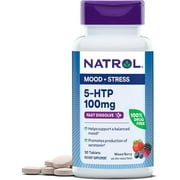 Natrol 5-HTP 100mg, Drug-Free Dietary Supplement Helps Support Balanced Mood, 30 Mixed Berry-Flavored Fast Dissolve Tablets, 15-30 Day Supply