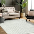 thumbnail image 3 of ZACOO 9'x12' Large Living Room Rug Bedroom Strip Geometric Non-Skid Foldable Machine Washable Modern Farmhouse Indoor Floor Cover Carpet, Light Gray, 3 of 8