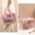 thumbnail image 4 of Clear Travel Makeup Bag for Women PVC Waterproof Large Zipper Bag with Dividers for Stadium Cosmetic Toiletry Organizer Tote Bag Pink, 4 of 6