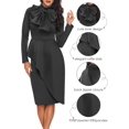 thumbnail image 5 of Women Bodycon Wrap Work Dress for Women Formal Cocktail Party Long Sleeve Mock Neck Pencil Midi Dresses, 5 of 6