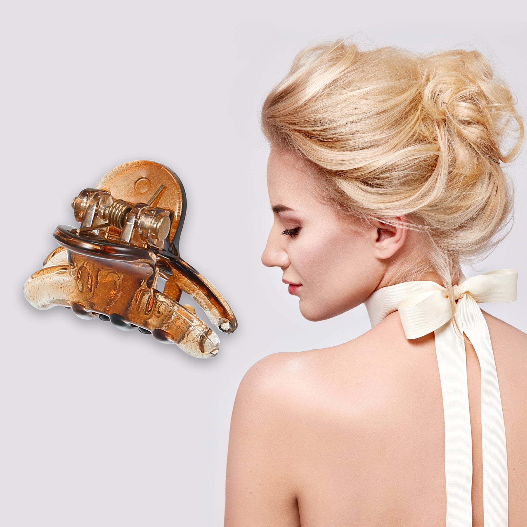 NOMADIC NOOK Women's Hair Clips No Slip Grip Plastic 4Pcs Brown