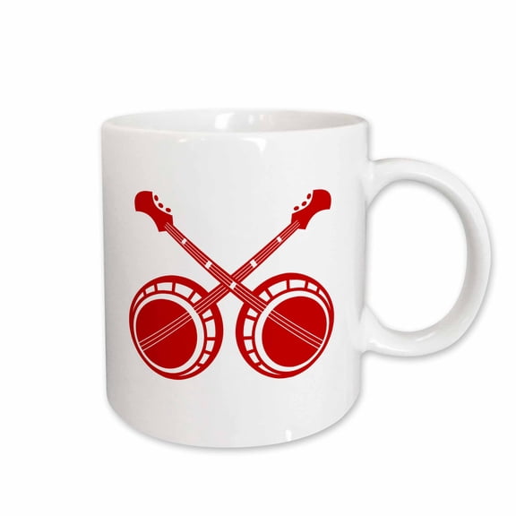 3drose, Crossed Banjos Red, 15oz Mug