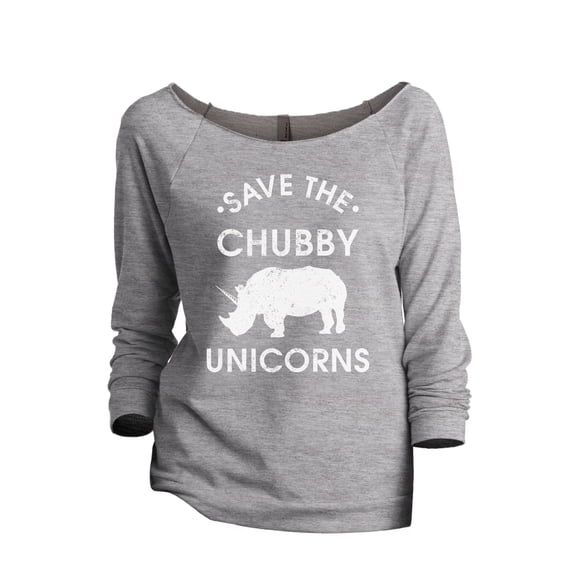 Save The Chubby Unicorns Women's Fashion Slouchy 3/4 Sleeves Raglan Lightweight Sweatshirt Sport Grey X-Large