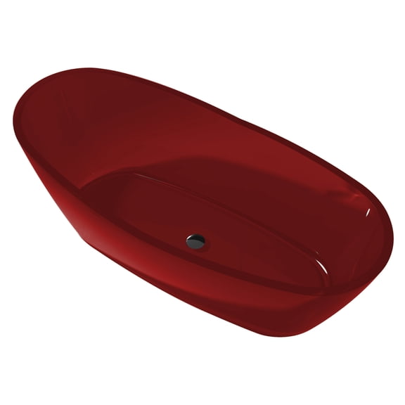Anzzi Ember 5.4 ft. Man-Made Stone Center Drain Freestanding Bathtub in Deep Red