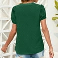 thumbnail image 5 of Besolor Cute Tops for Women Lace Trim V Neck Tees Shirts Puff Short Sleeve Solid Color Office Blouses Summer T Shirts, 5 of 5