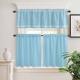 thumbnail image 6 of Dark Blue Curtain Valances Set Solid Color Kitchen Curtains 24&nbsp;inch Length Rod Pocket Valance and Tiers 3 Piece Set Small Bedroom Bathroom Laundry Decor, 6 of 9