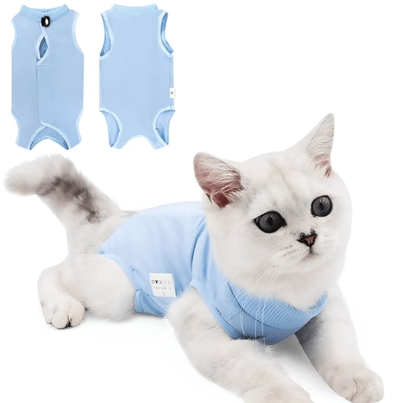 TELOLY Cat Recovery Suit for Abdominal Wounds or Skin Diseases,Cat Onesie for Cats After Surgery Female Kitten Recovery Suit,Breathable E-Collar Alternative for Cats After Spay Anti Licking Wounds
