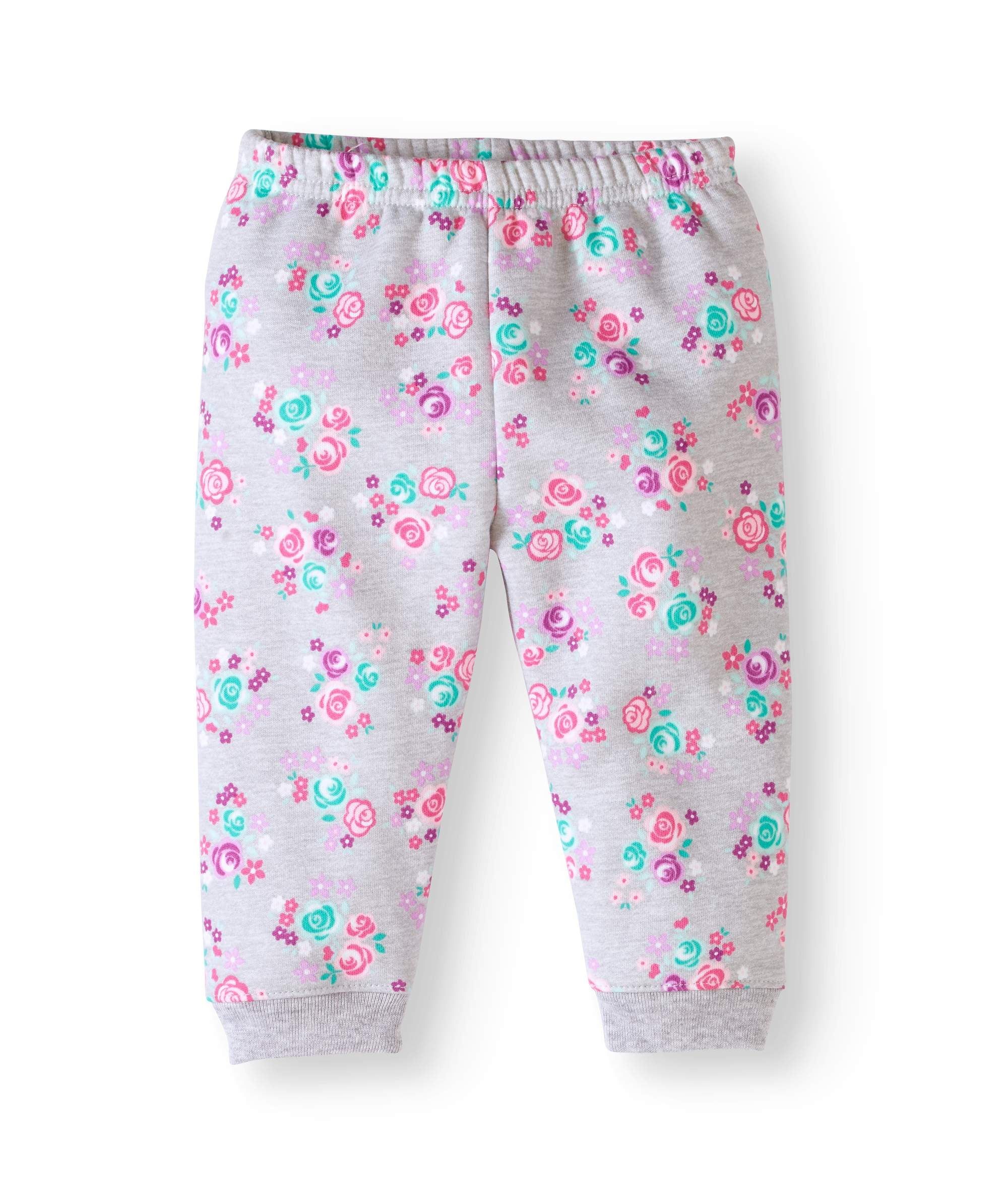 Newborn Baby Girls' Print Fleece Cuff Pants - Walmart.com