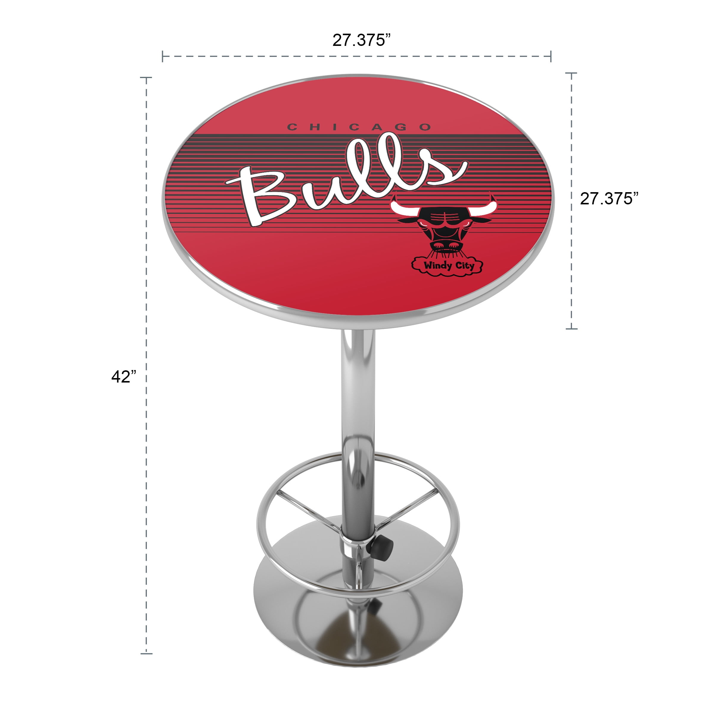 Chicago Bulls Hardwood Classics Bar Table with Adjustable Footrest and Acrylic Top