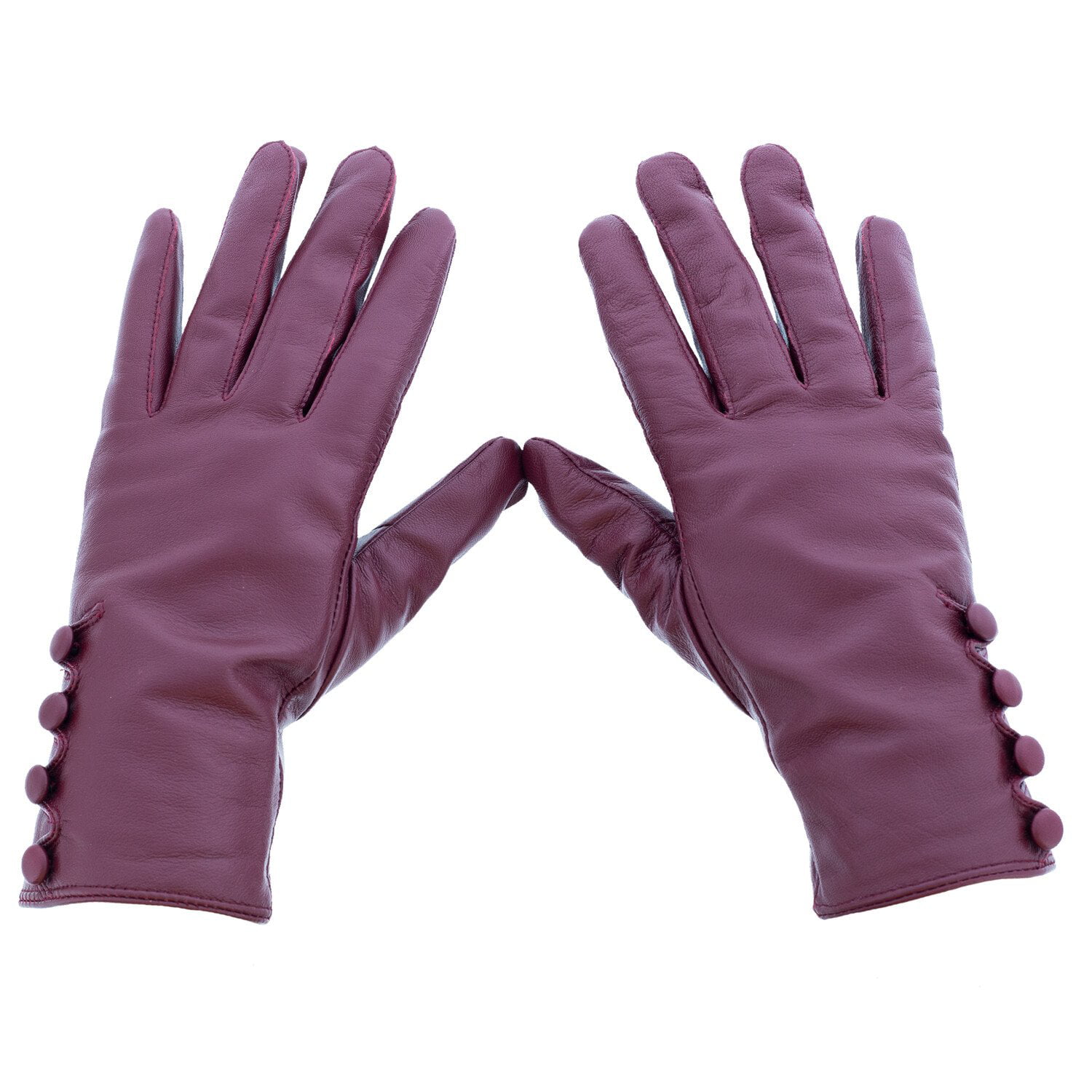 XLarge,Purple Ladies 100% Cashmere Lined Genuine Leather Gloves 