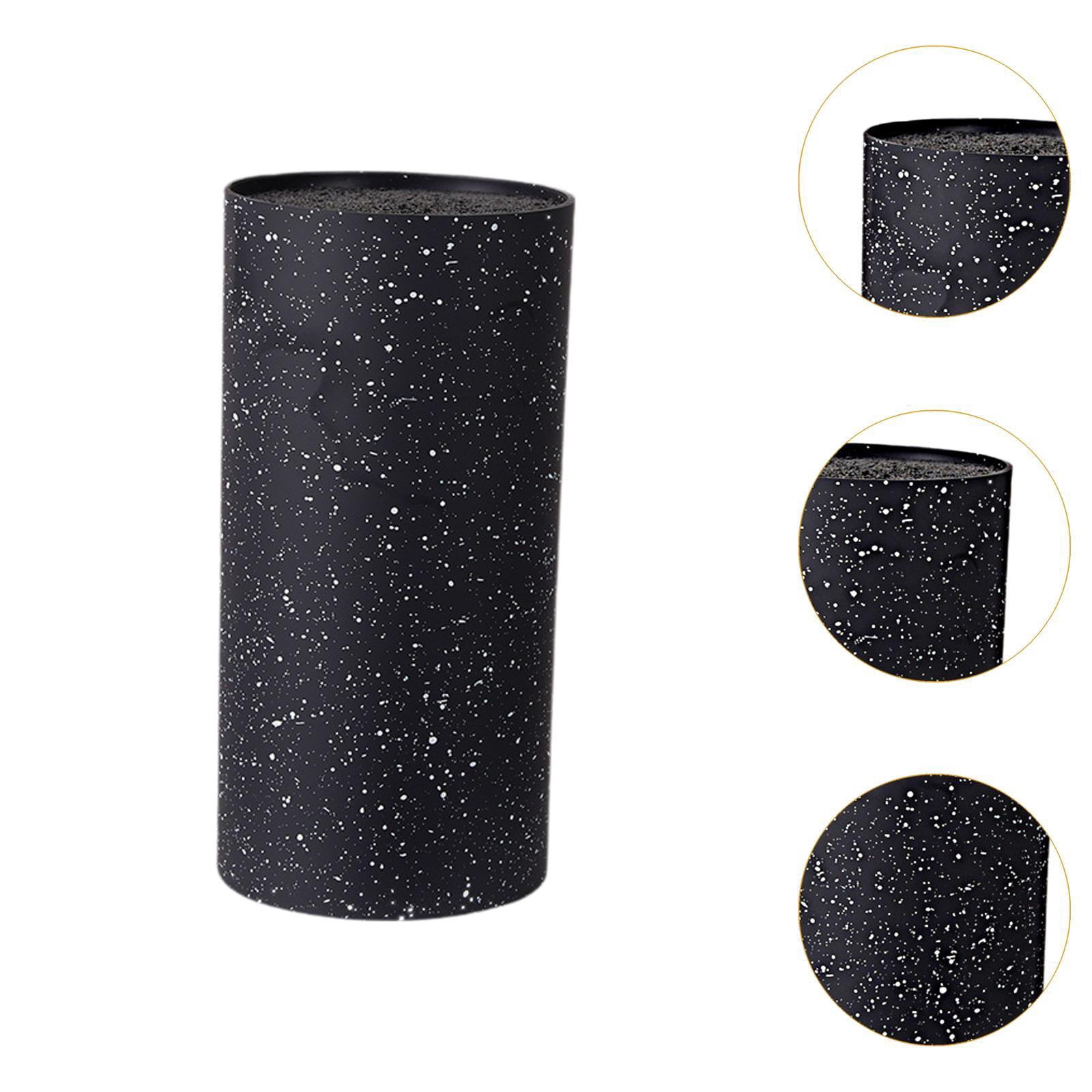 Fiocias Round Knife Block Utensils Holder Save Space Unique Slot Design Universal Knives Black A