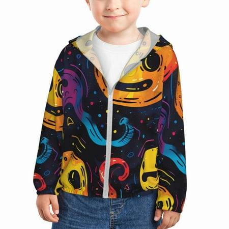 

Lukts Playful Ghosts Night Sky Print Children s Long-Sleeved Sun Protection Clothing Hooded Sweatshirts for Boys and Girls Outdoor Sports-3 Years