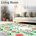 thumbnail image 2 of ODIKA 5'x7' Machine Washable Non-Slip Area Rug, Springtime Cottontail Embroidery Kit Featuring Festive Egg Motifs High Traffic Rug with Pad, Green, 719819, 2 of 8