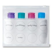 Equate Grab-N-Go Bag of Travel Bottles for Toiletries, Color May Vary, 3 fl oz, 4 Count