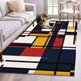 thumbnail image 3 of 3x5 Washable Area Rug, Abstract Geometric Non-Slip Rectangle Rug for Living Room Bedroom, Blue Orange Red Blocks Indoor Low Pile Floor Mat for Home Decor, 3 of 9