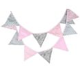 thumbnail image 1 of Banderines de cumpleaños para fiestas infantiles, banderines de algodón, decoración de pared para niños, color rosa, plateado, floral Kearding HA6324-06B, 1 of 6