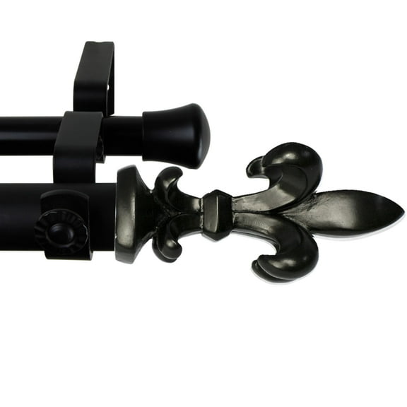 Contemporary Home Living 57" Black Solid Contemporary Double Curtain Rod