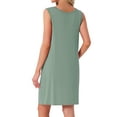 thumbnail image 3 of INSPIRE CHIC Women's Sleeveless Nightgown Sleep Shirts Sleepwear Pleated Front Nightshirt Round Neck Tank Nightdress S Gray Green, 3 of 6