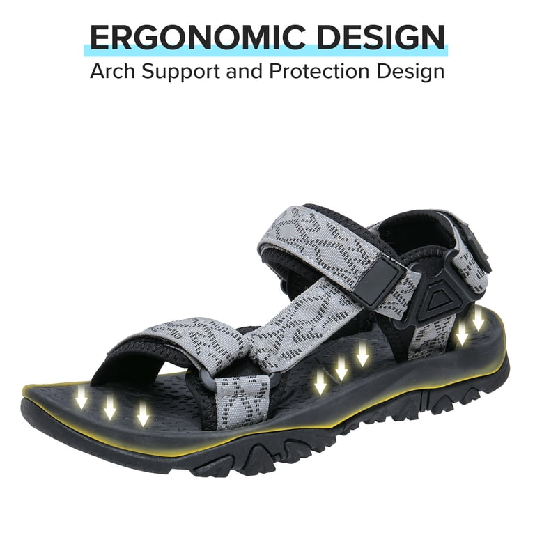 Men\'s Grey Leather Athletic Sandals Sport Outdoor Hiking Sandals Open Toe Amazon.com: MILDSEVEN Fashion Men main image 2