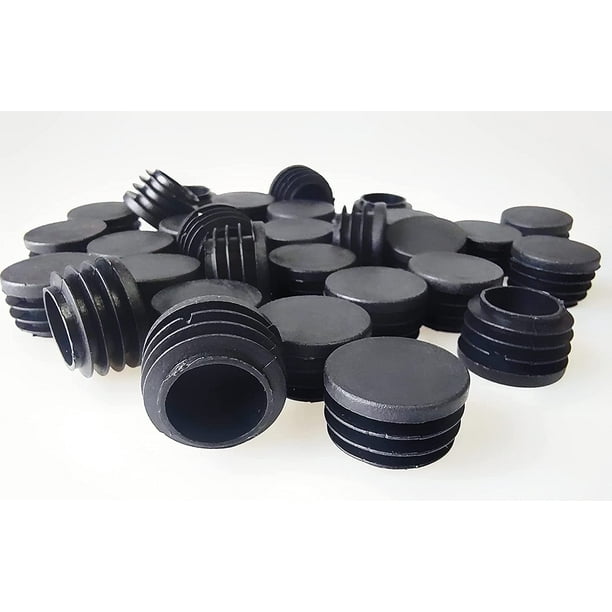 30 Pcs 1" Inch (25 mm) Round Plastic Hole Plugs, Black End Caps