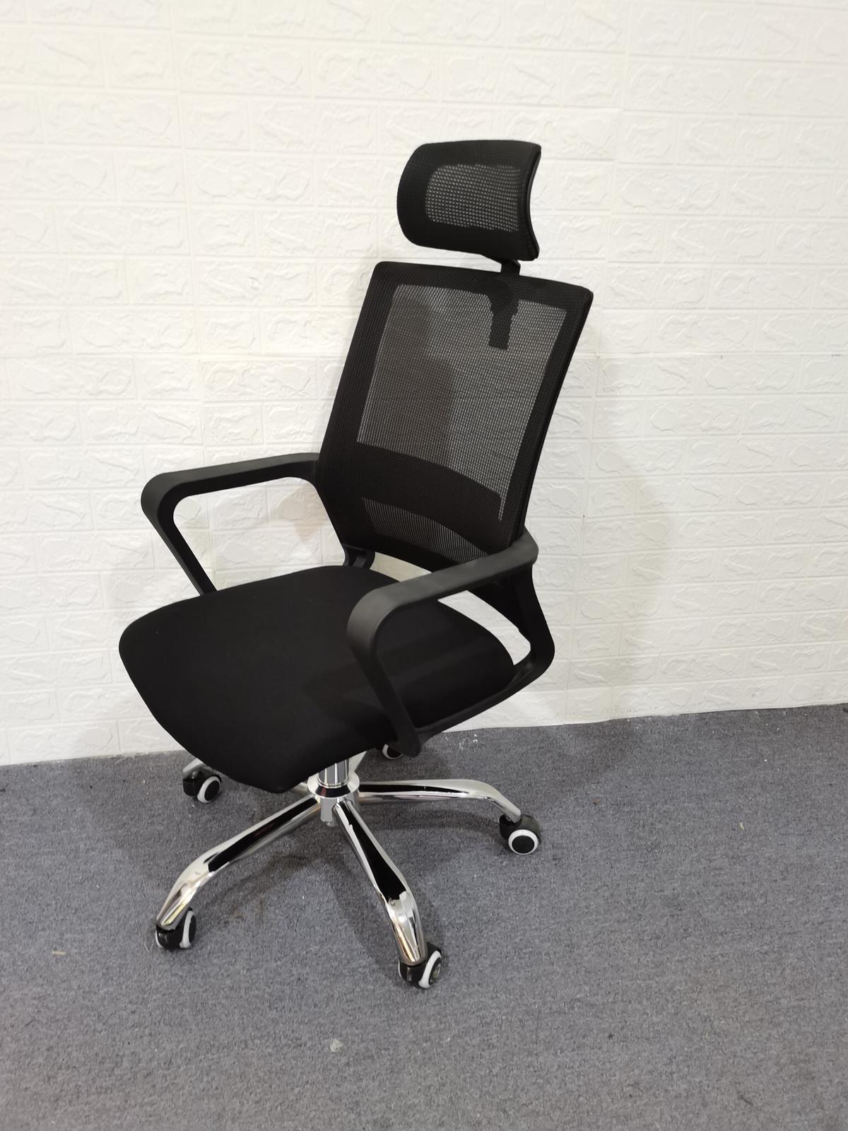 Ergonomic Mesh Office Chair, High Back Desk Chair - Adjustable Headrest and Height, Fixed Armrest -  Tilt Function, Comfortable Back Support and Roller Wheels, Swivel Computer Task Chair - image 2 of 5