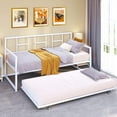 thumbnail image 3 of Dextrus Twin Daybed Adjustable Height Trundle Bed and Multi-Functional Furniture for Bedroom, White, 3 of 6