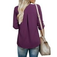thumbnail image 6 of Admvng Business Casual Outfits for Women Fashion Casual V-Neck 3/4 Sleeve Work Shirt Solid Chiffon Tunic Office Pullover Top S-2XL, 6 of 8