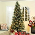 thumbnail image 3 of LuxenHome 7.5Ft Pre-Lit and Light Flocking Full Artificial Christmas Tree with Metal Stand, 3 of 14