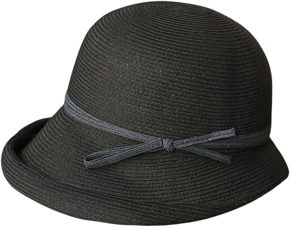 Kukuzhu Straw Bonnet Hat for Women, Wide Brim Foldable Packable Sun Bucket Hat UPF50+ Summer Beach Cap for Travel Outdoor