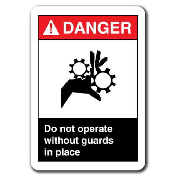 Danger Sign - Do Not Operate Without Guards In Place 7"x10" Plastic Safety Sign ansi osha